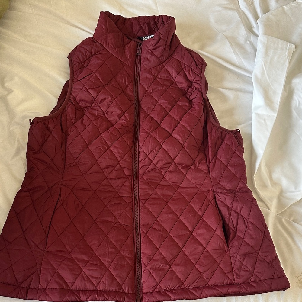 Lands' End Quilted Maroon Vest NWOT